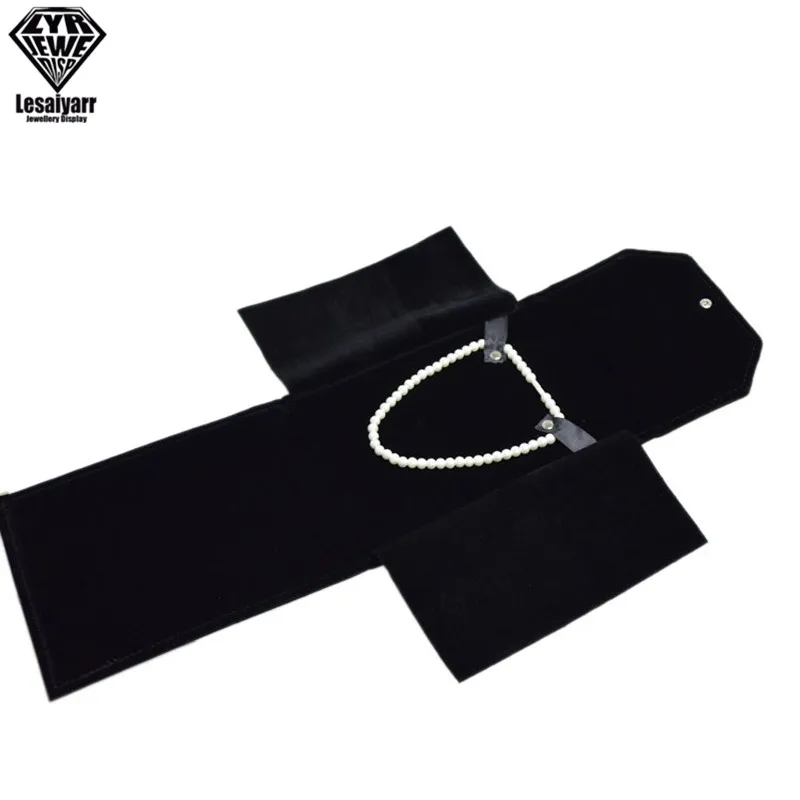 Portable Travel Jewelry Roll Bag Black Velvet Pendant Necklace Bracelet Storage Case Watch Bangle Ring Earring Organizer