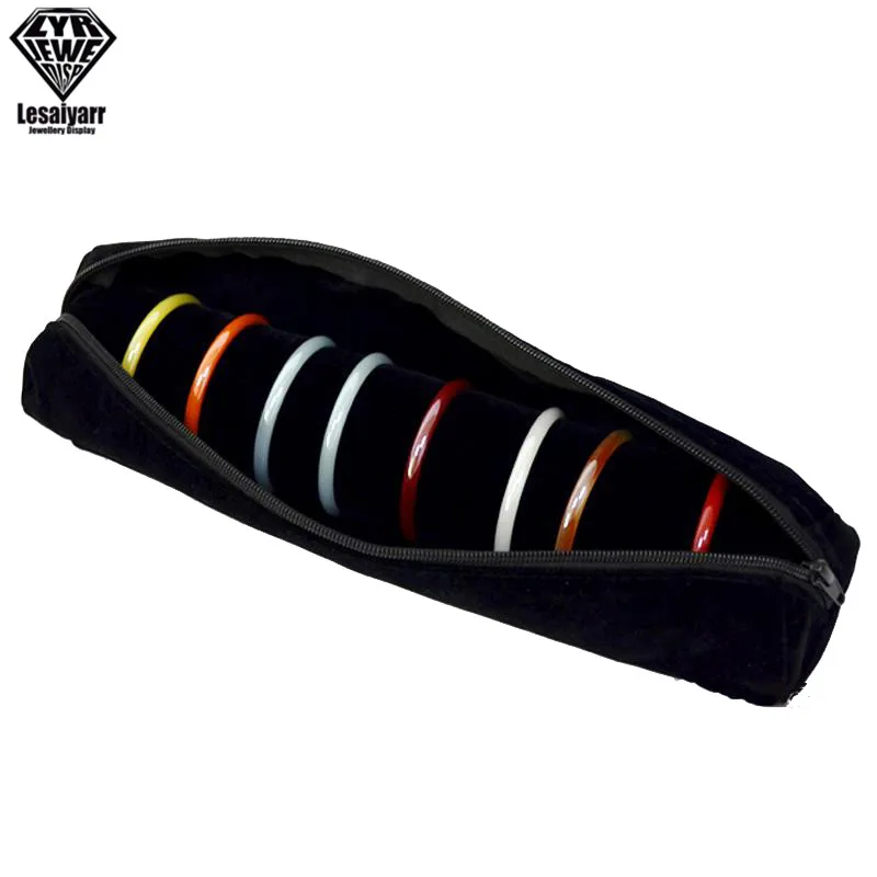 Portable Travel Jewelry Roll Bag Black Velvet Pendant Necklace Bracelet Storage Case Watch Bangle Ring Earring Organizer