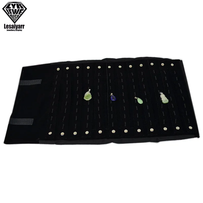 Portable Travel Jewelry Roll Bag Black Velvet Pendant Necklace Bracelet Storage Case Watch Bangle Ring Earring Organizer