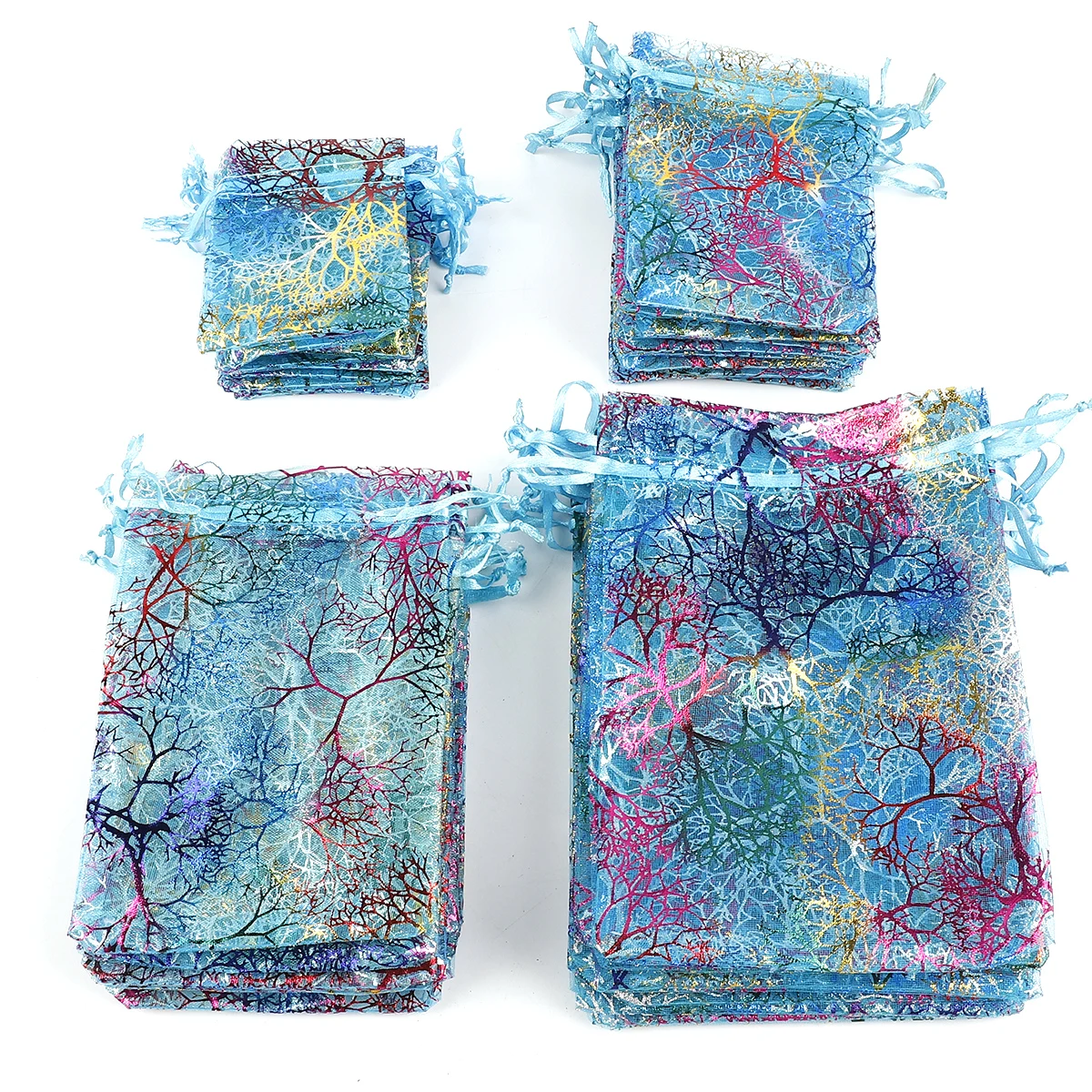 Wholesale 10/20/50Pcs Drawstring Organza Bags White Colorful Jewelry Packaging Bags Wedding Party Jewelry Beads Gift Pouches