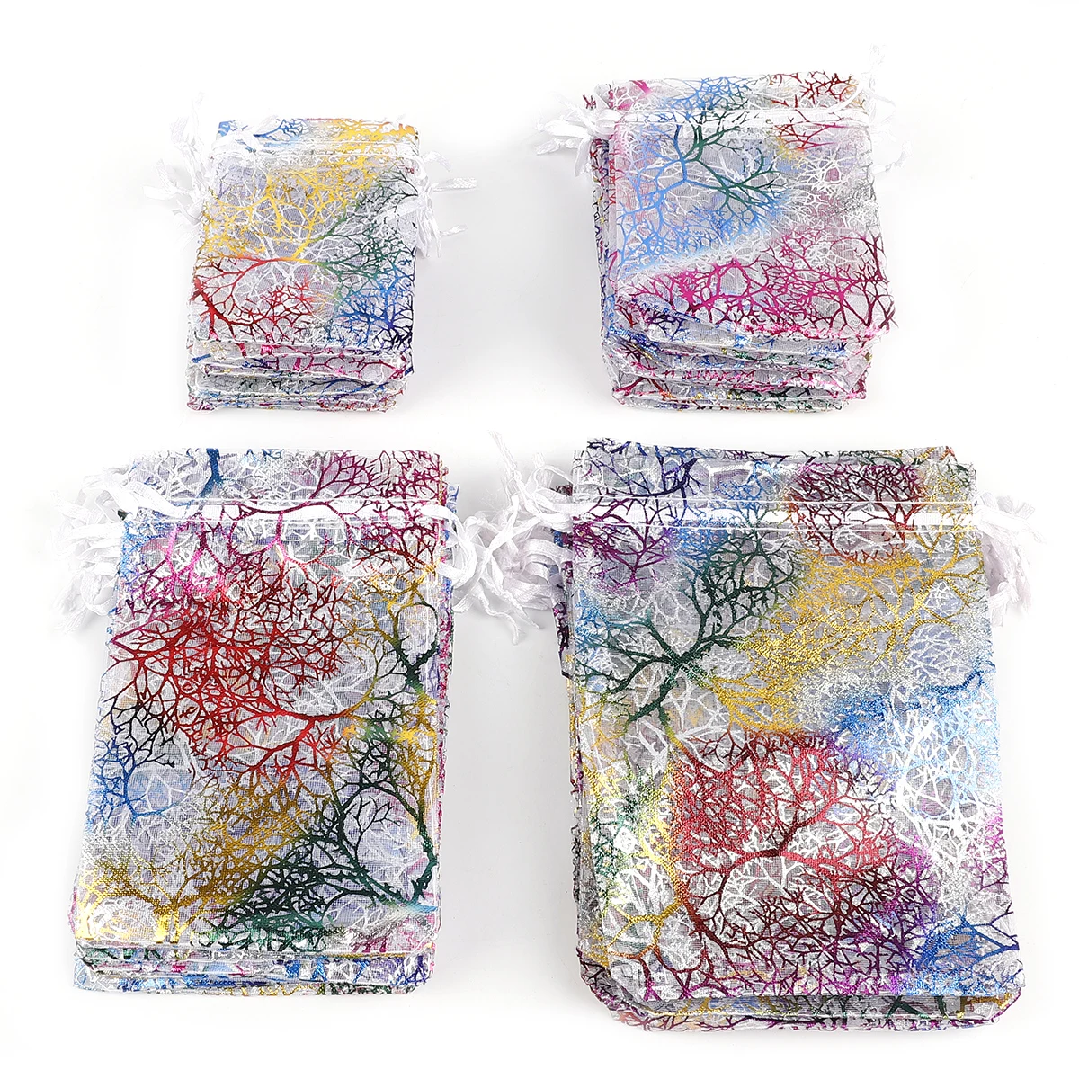 Wholesale 10/20/50Pcs Drawstring Organza Bags White Colorful Jewelry Packaging Bags Wedding Party Jewelry Beads Gift Pouches