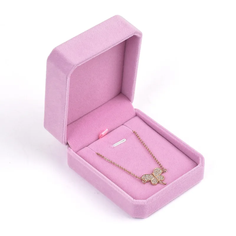 Pink Velvet Octagon Jewelry Box Necklaces Pendants Bracelets Box Rings Earrings Box Jewelry Storage Display Jewelry Package Case