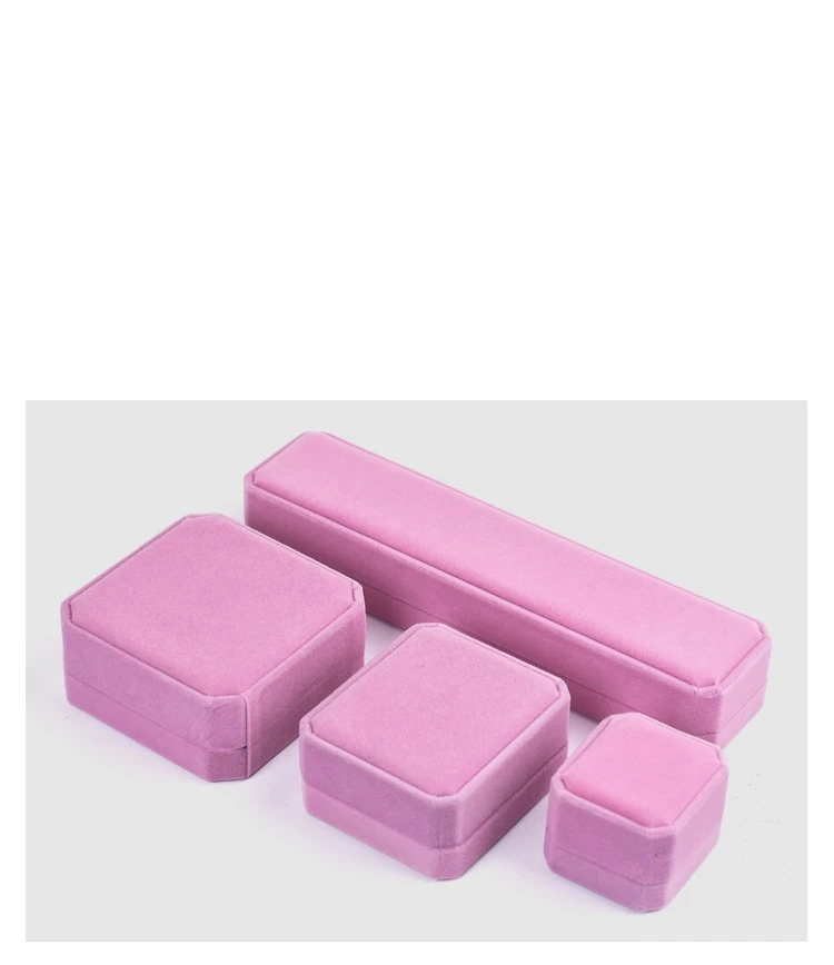 Pink Velvet Octagon Jewelry Box Necklaces Pendants Bracelets Box Rings Earrings Box Jewelry Storage Display Jewelry Package Case