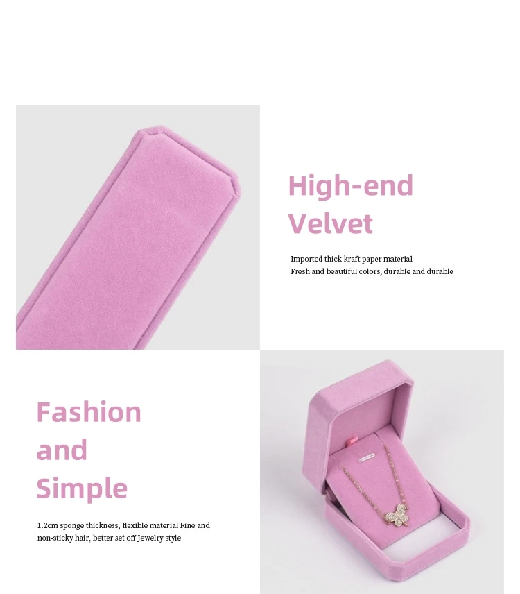 Pink Velvet Octagon Jewelry Box Necklaces Pendants Bracelets Box Rings Earrings Box Jewelry Storage Display Jewelry Package Case