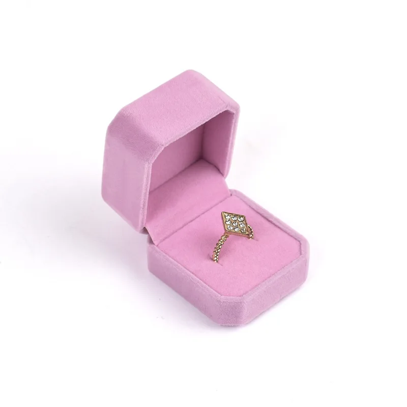 Pink Velvet Octagon Jewelry Box Necklaces Pendants Bracelets Box Rings Earrings Box Jewelry Storage Display Jewelry Package Case