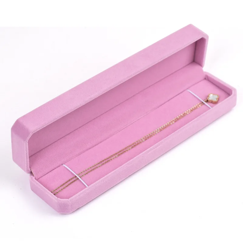 Pink Velvet Octagon Jewelry Box Necklaces Pendants Bracelets Box Rings Earrings Box Jewelry Storage Display Jewelry Package Case