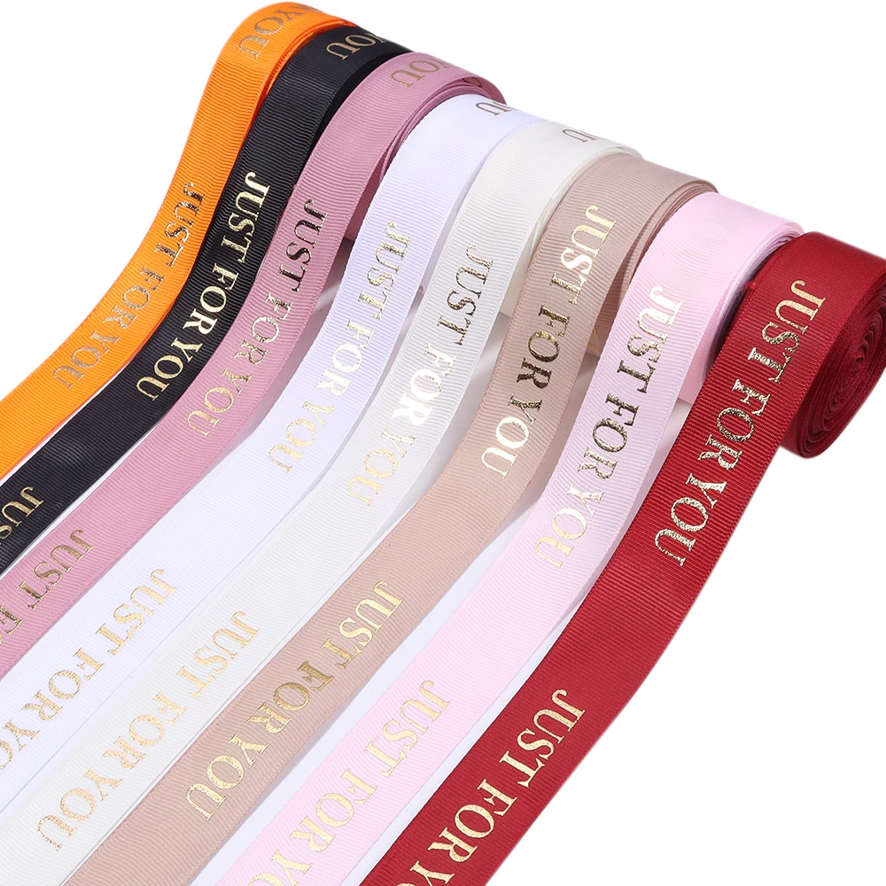 10yards 10/25mm Polyester Ribbon Hot Stamping Printed JUST FOR YOU Ribbon For Handmade Romantic Gift Packaging Wedding Decoratio