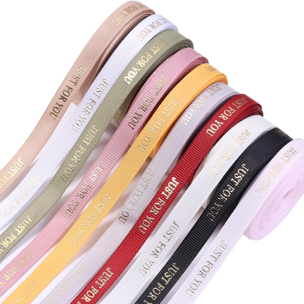10yards 10/25mm Polyester Ribbon Hot Stamping Printed JUST FOR YOU Ribbon For Handmade Romantic Gift Packaging Wedding Decoratio