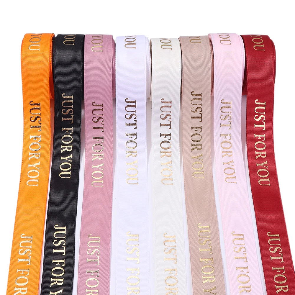 10yards 10/25mm Polyester Ribbon Hot Stamping Printed JUST FOR YOU Ribbon For Handmade Romantic Gift Packaging Wedding Decoratio