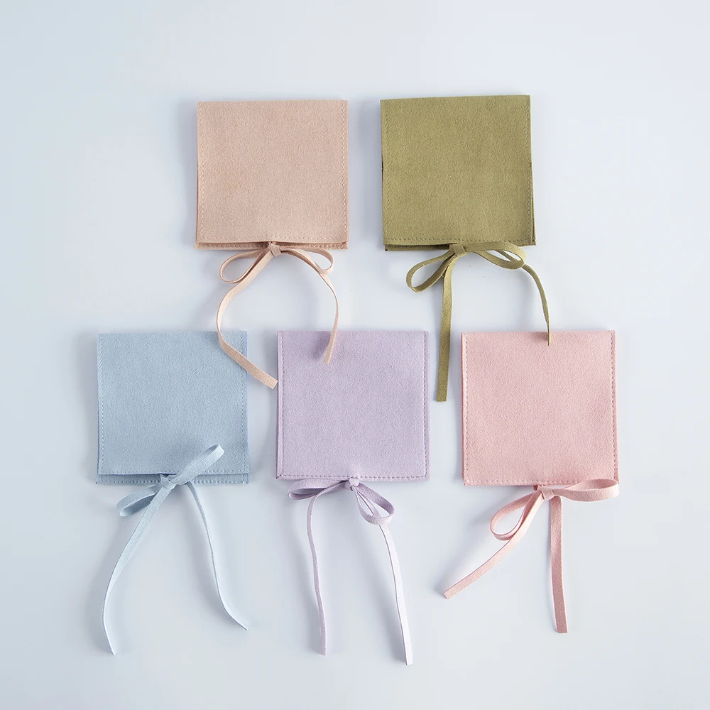5Pcs Jewelry Microfiber Flap Bag 6x6cm 8x6cm 8x8cm 9x9cm Ring Earring Necklace Pendant Keychain Key Coin Bracelet Organizer Bags
