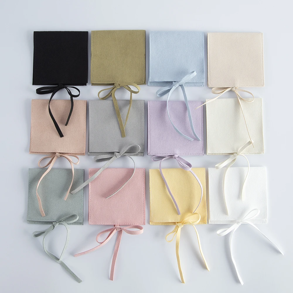 5Pcs Jewelry Microfiber Flap Bag 6x6cm 8x6cm 8x8cm 9x9cm Ring Earring Necklace Pendant Keychain Key Coin Bracelet Organizer Bags