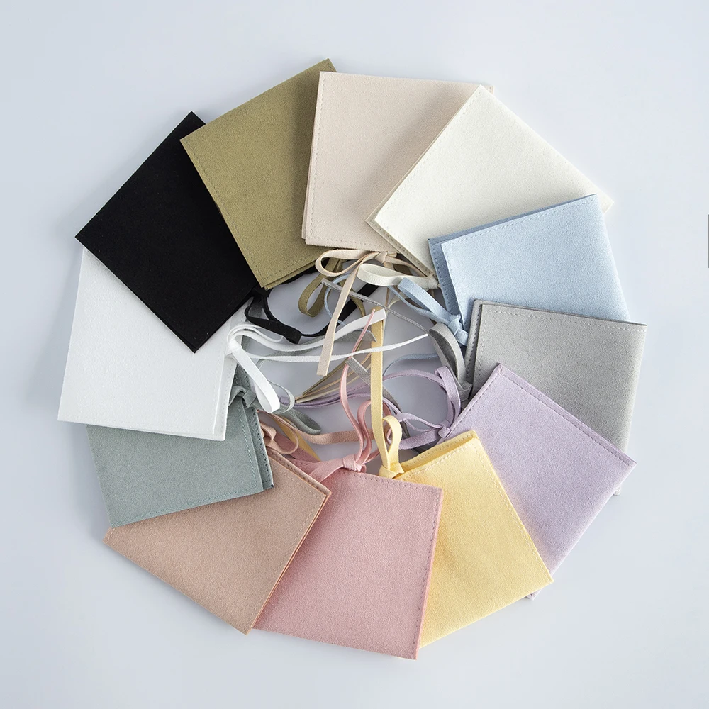 5Pcs Jewelry Microfiber Flap Bag 6x6cm 8x6cm 8x8cm 9x9cm Ring Earring Necklace Pendant Keychain Key Coin Bracelet Organizer Bags