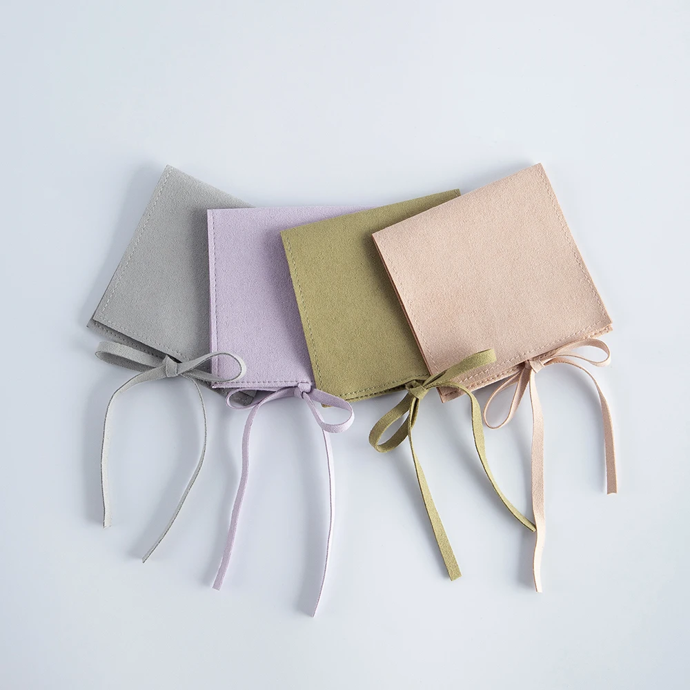 5Pcs Jewelry Microfiber Flap Bag 6x6cm 8x6cm 8x8cm 9x9cm Ring Earring Necklace Pendant Keychain Key Coin Bracelet Organizer Bags