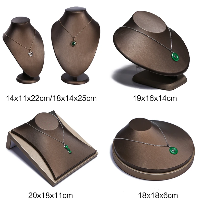 Brown PU Ring Earrings Pendant Necklace Jewelry Display Stand Set Tray Bangle Bracelet Storage Case Holder Organizer Kit