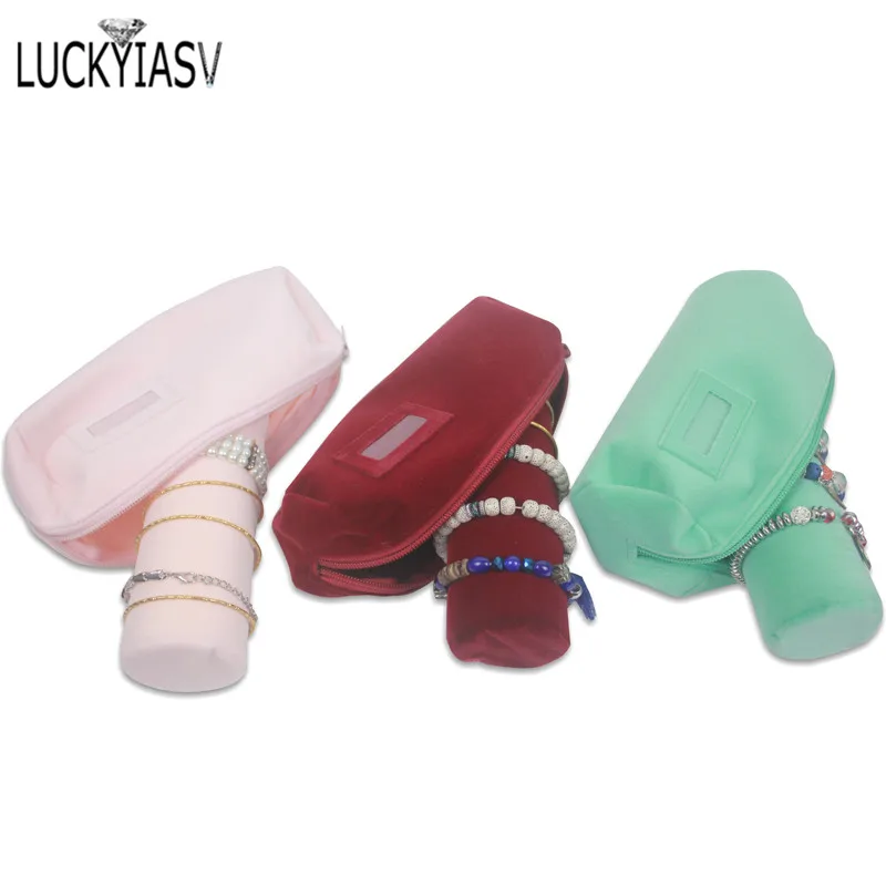 Velvet Jewelry Roll Bag for Bracelet Bangles Watches Great Jewelry Organizer for Travel Mini Storage Jewellery Bag