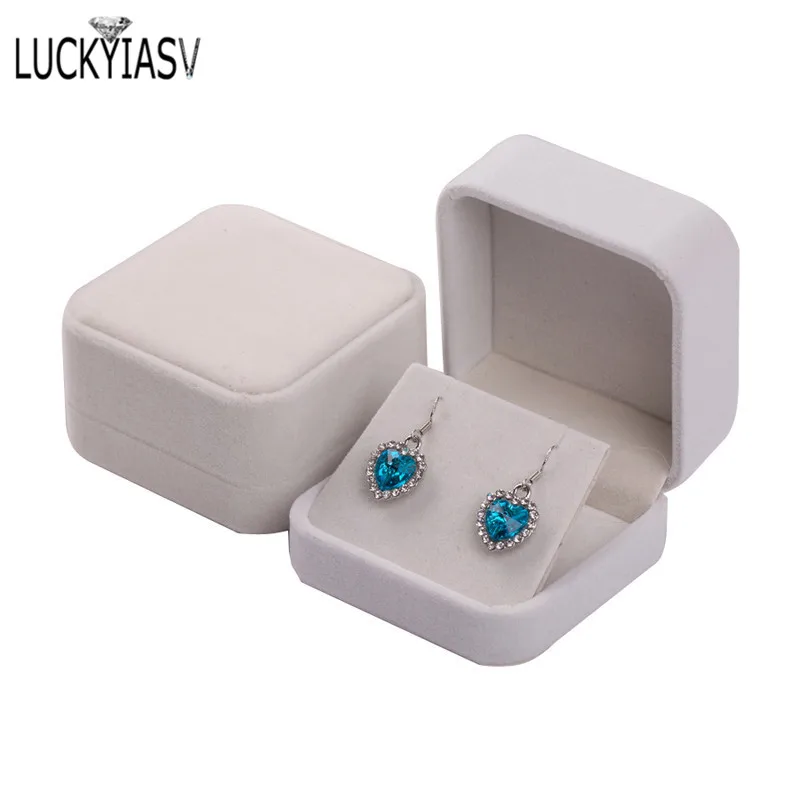 Velvet Jewelry Storage Boxes Earrings Pendant Jewelry Box Velvet Case Earrings Plastic Display Box 7*7*4cm
