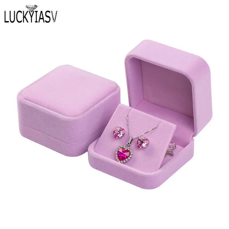 Velvet Jewelry Storage Boxes Earrings Pendant Jewelry Box Velvet Case Earrings Plastic Display Box 7*7*4cm