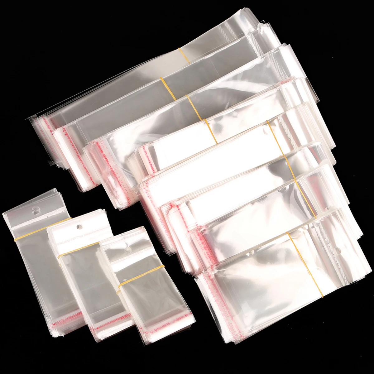 100pcs Transparent Self Adhesive Bag Plastic Hanging Opp Pouches Seal Gift Bag for Handmade Jewelry Display Retail Packing Bags