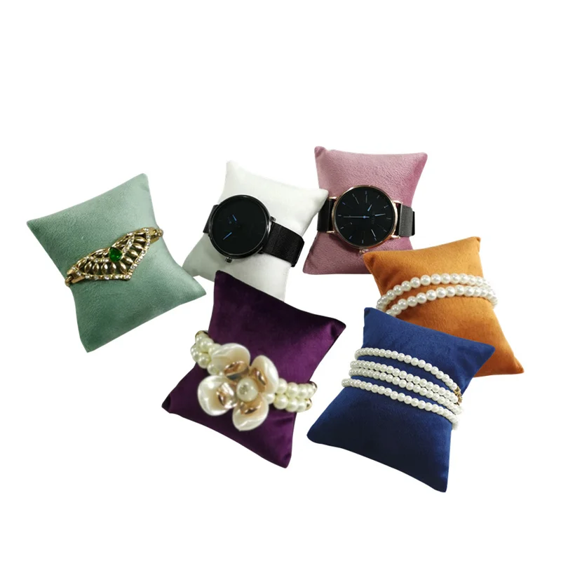Multi-Color Velvet Jewelry Display Pillow - Watch Bracelet Bangle Anklet Organizer Hand-held Fashion Accessory Holder