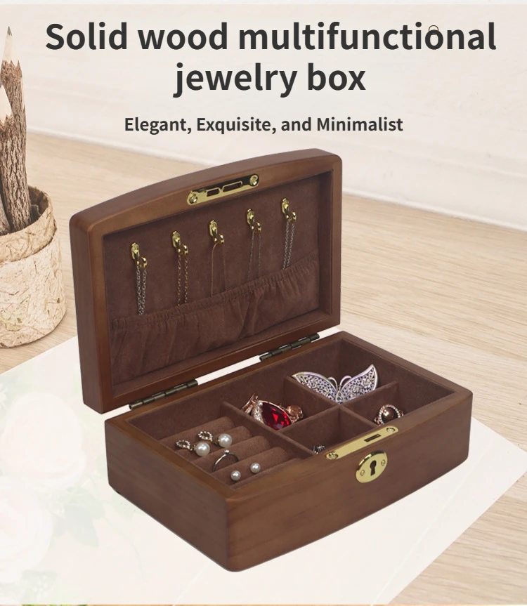 New Wood Jewelry Storage Box Display Earring Rings Box Jewelry Organizer Box Luxury Jewelry Gift Packaging Box Bracelet Package