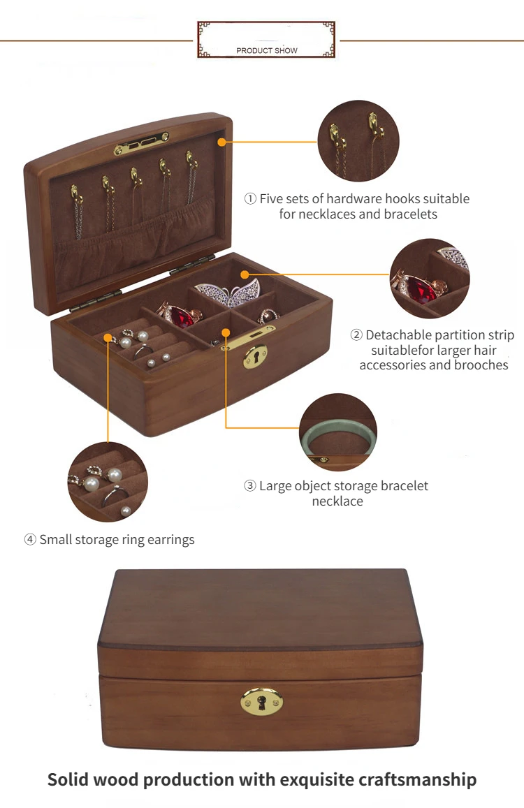 New Wood Jewelry Storage Box Display Earring Rings Box Jewelry Organizer Box Luxury Jewelry Gift Packaging Box Bracelet Package