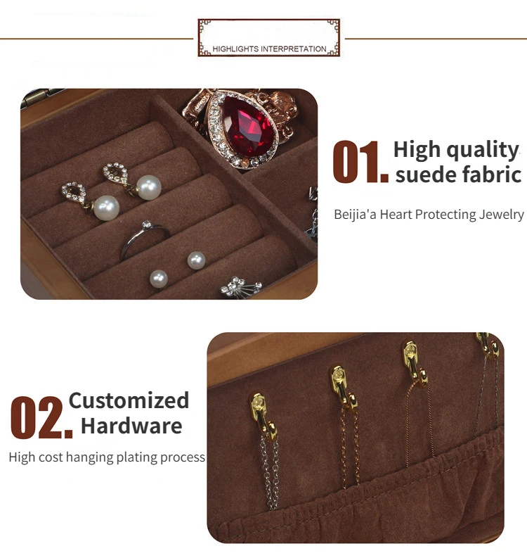 New Wood Jewelry Storage Box Display Earring Rings Box Jewelry Organizer Box Luxury Jewelry Gift Packaging Box Bracelet Package