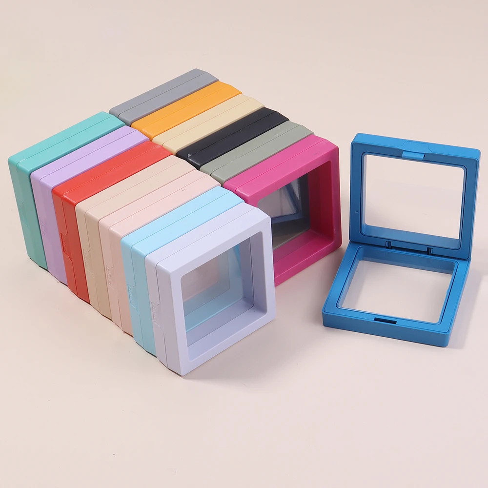 1Pc/Lot PE Film Jewelry Storage Box 3D Floating Display Case for Rings Earrings Necklace Brooch Wedding Gift Jewelry Organizer
