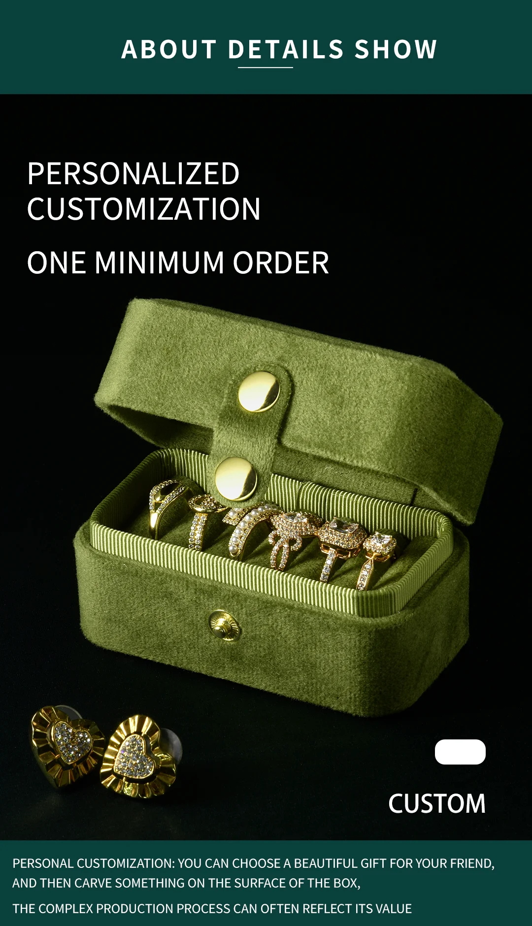Factory Discounts Sale Velvet Vintage Ring Travel Custom Kawaii Women Girl Portable Jewelry Box With Logo Gift Packaging Pink