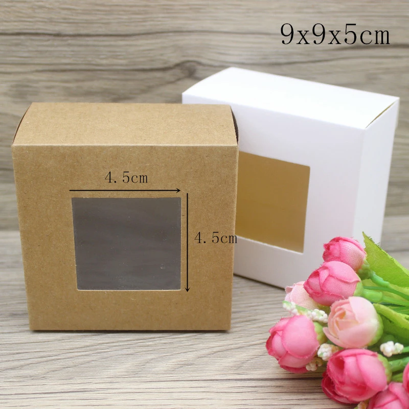 10pcs DIY GIfts package with window white/kraft jewelry package box cake Packaging For Wedding home party muffin packaging box