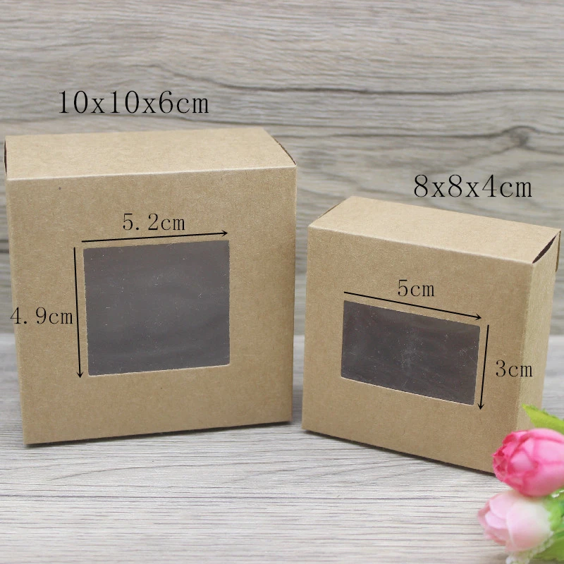 10pcs DIY GIfts package with window white/kraft jewelry package box cake Packaging For Wedding home party muffin packaging box