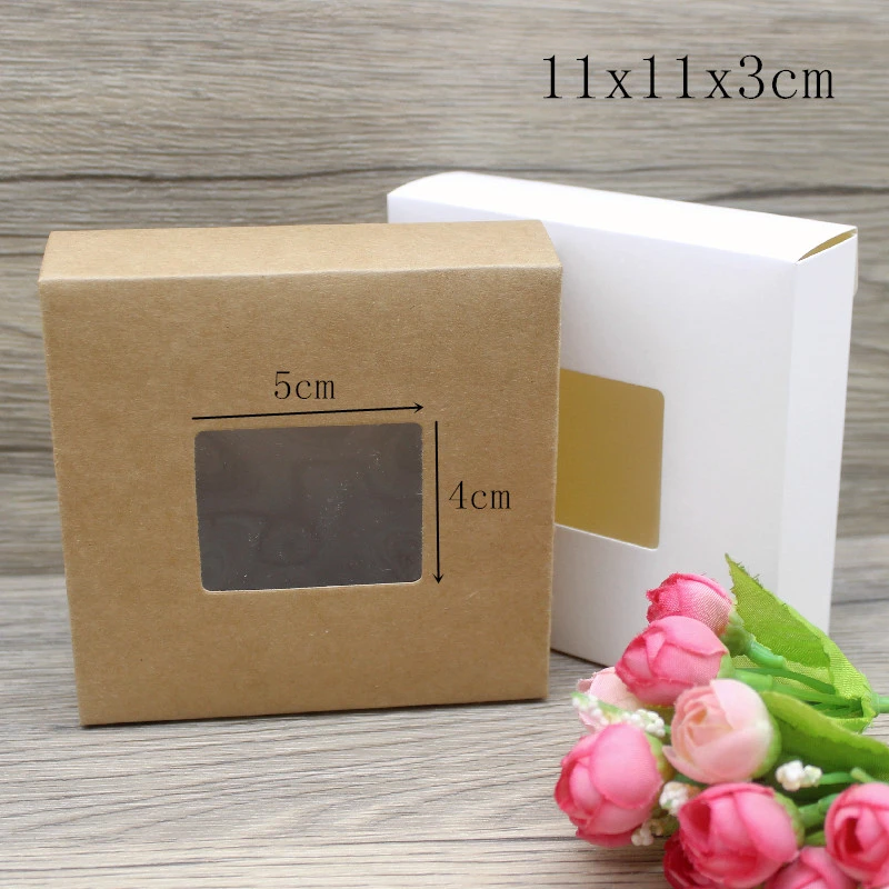 10pcs DIY GIfts package with window white/kraft jewelry package box cake Packaging For Wedding home party muffin packaging box
