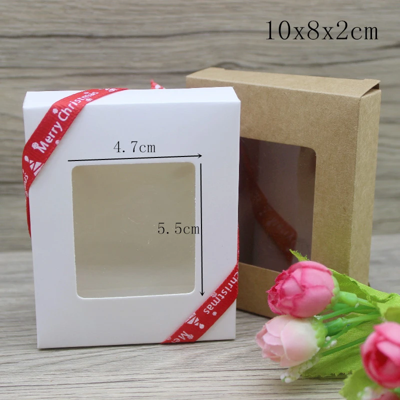 10pcs DIY GIfts package with window white/kraft jewelry package box cake Packaging For Wedding home party muffin packaging box