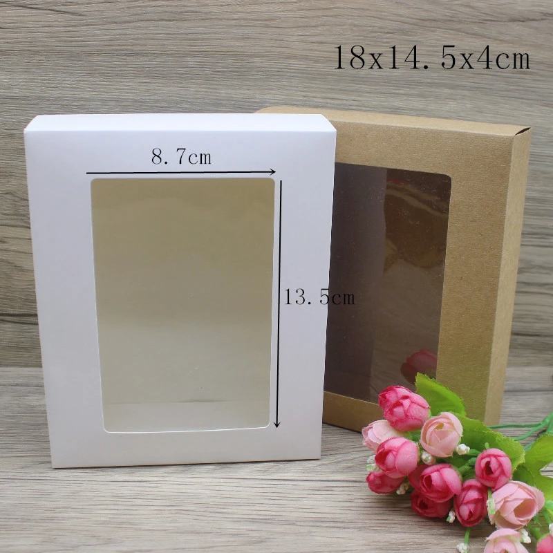 10pcs DIY GIfts package with window white/kraft jewelry package box cake Packaging For Wedding home party muffin packaging box
