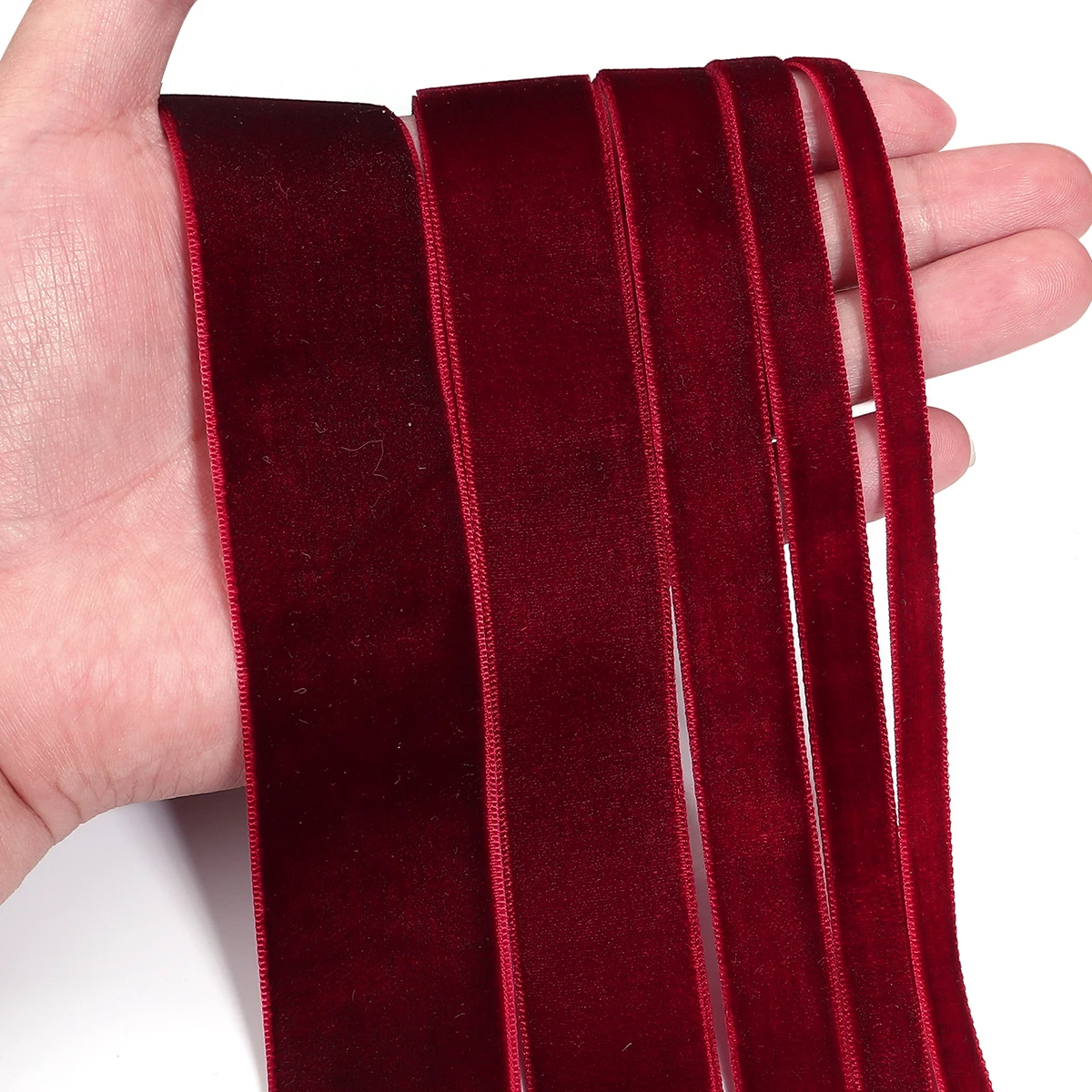 5-10Yards/Roll Velvet Ribbons Wine Red Black Color Single Face Flocking Webbing For DIY Christmas Crafts Wrapping Decoration