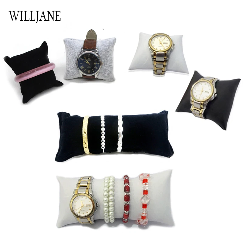 Wholesale Jewelry Pillow Stand Velvet PU Leather Holder Organizer Bracelet Case Bangle Anklet Watch Display Photography Cushion