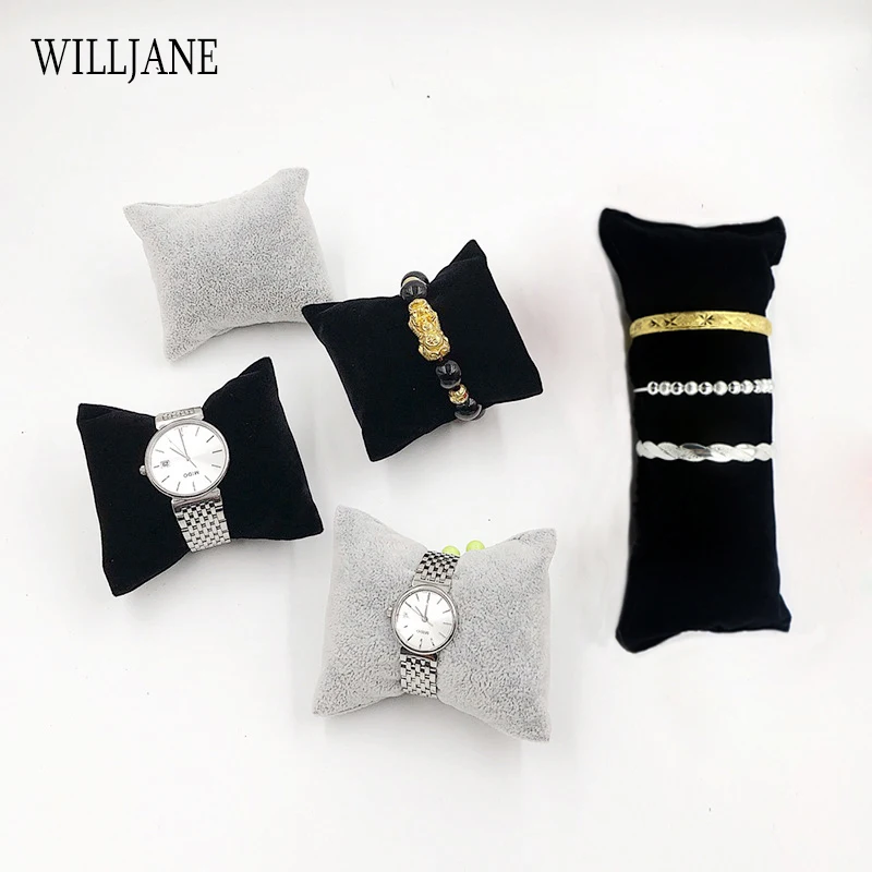 Wholesale Jewelry Pillow Stand Velvet PU Leather Holder Organizer Bracelet Case Bangle Anklet Watch Display Photography Cushion