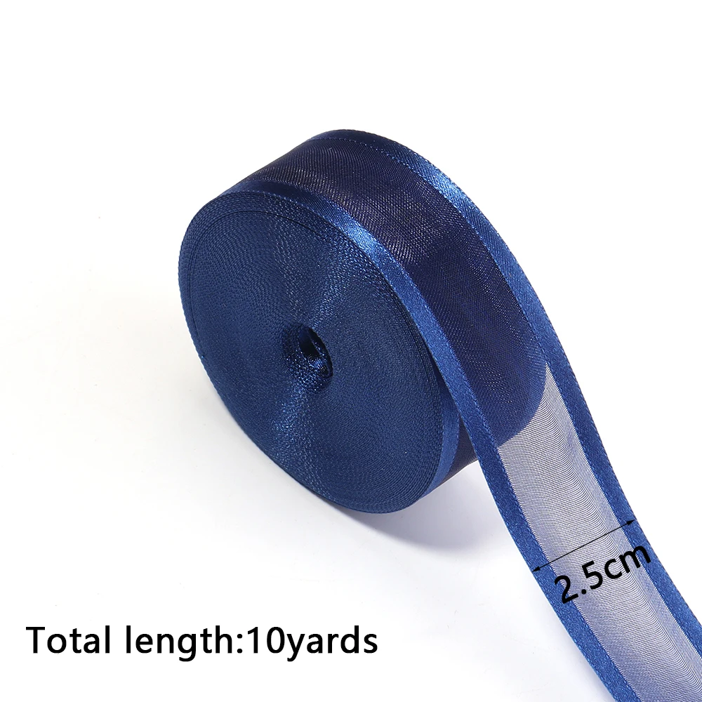 10Yards/Lot 2.5cm Mesh Organza Ribbon Mesh Christmas Ribbon DIY Handmade Bow Flower For Gift Packaging Wedding Party Decoration
