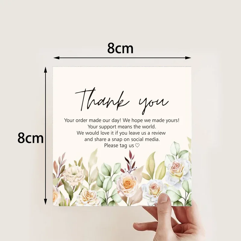 30pcs 8x8cm Pink Cartoon Square Happy Birthday Thank You Card For Small Businesses Gift Box Greeting Decoration Packaging Supply