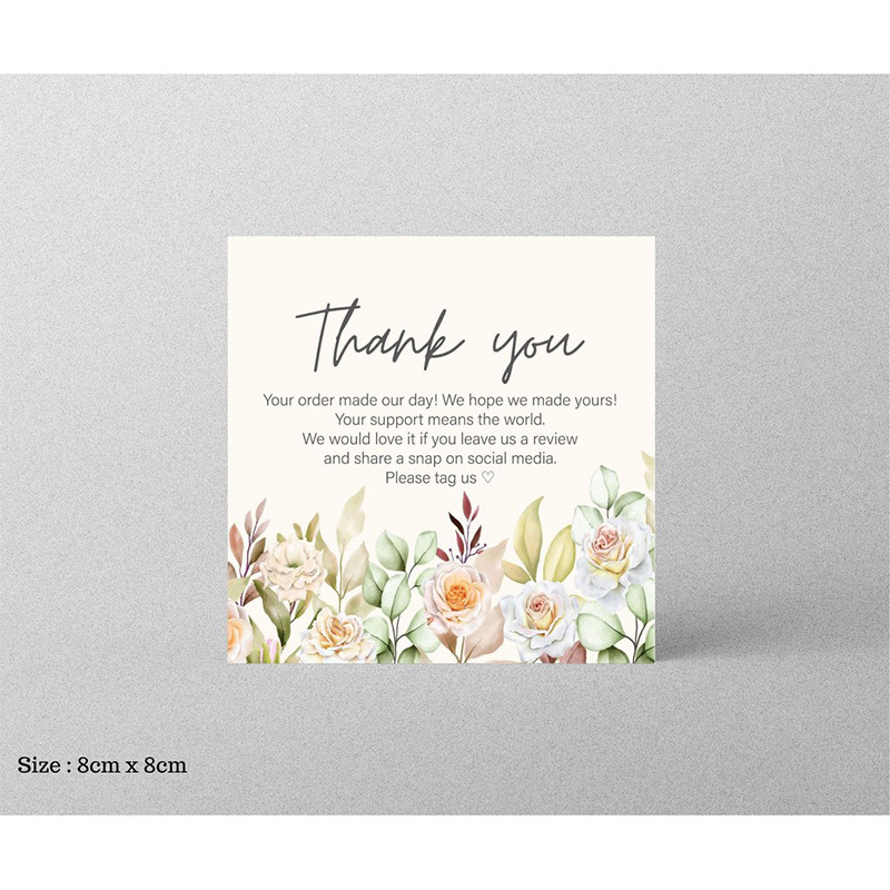30pcs 8x8cm Pink Cartoon Square Happy Birthday Thank You Card For Small Businesses Gift Box Greeting Decoration Packaging Supply
