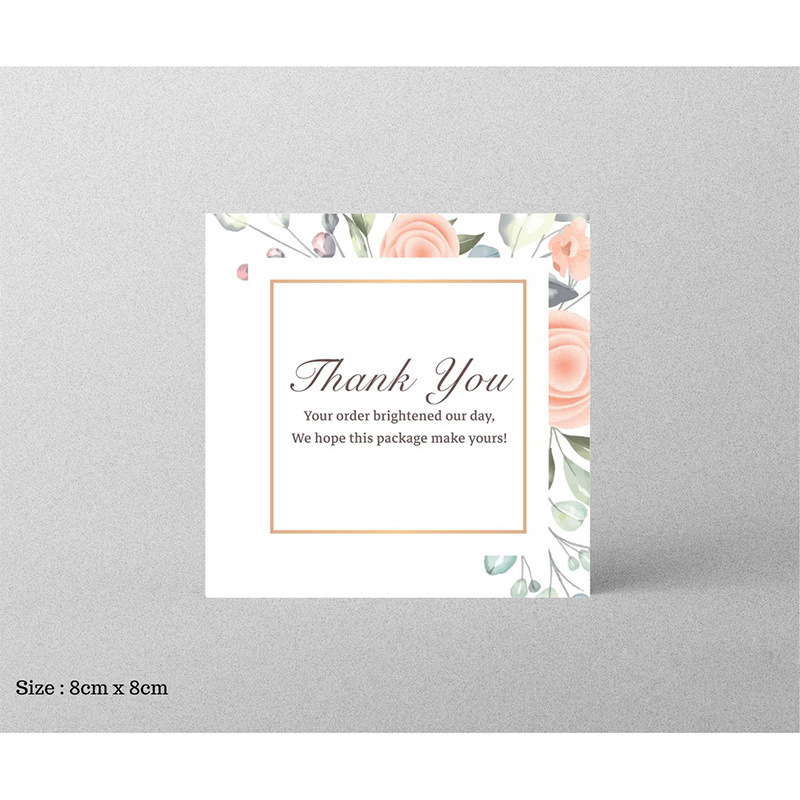 30pcs 8x8cm Pink Cartoon Square Happy Birthday Thank You Card For Small Businesses Gift Box Greeting Decoration Packaging Supply