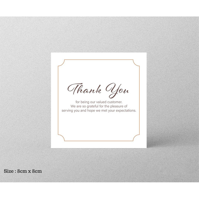 30pcs 8x8cm Pink Cartoon Square Happy Birthday Thank You Card For Small Businesses Gift Box Greeting Decoration Packaging Supply