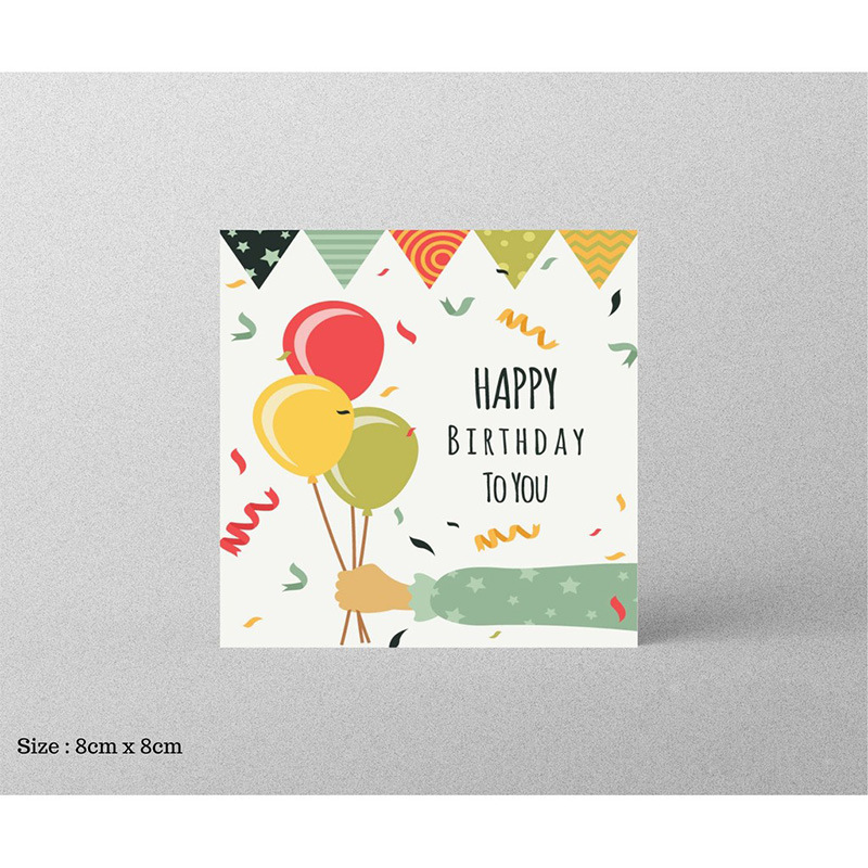 30pcs 8x8cm Pink Cartoon Square Happy Birthday Thank You Card For Small Businesses Gift Box Greeting Decoration Packaging Supply