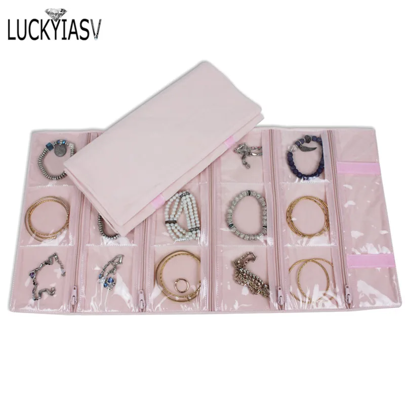 Fashion Black Velvet Zipper Jewelry Roll Bag for Jewellery Ring Earrings Organizer Storage Bag Portable Necklace Display Cases