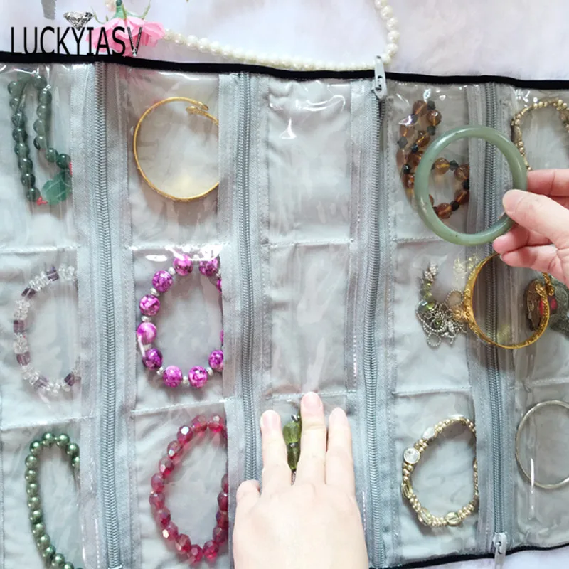 Fashion Black Velvet Zipper Jewelry Roll Bag for Jewellery Ring Earrings Organizer Storage Bag Portable Necklace Display Cases