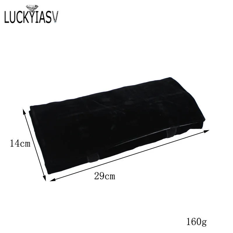 Fashion Black Velvet Zipper Jewelry Roll Bag for Jewellery Ring Earrings Organizer Storage Bag Portable Necklace Display Cases
