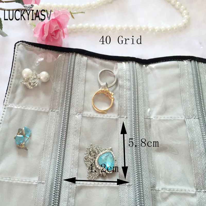 Fashion Black Velvet Zipper Jewelry Roll Bag for Jewellery Ring Earrings Organizer Storage Bag Portable Necklace Display Cases