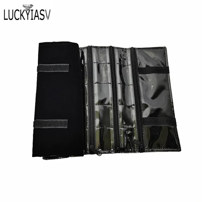 Fashion Black Velvet Zipper Jewelry Roll Bag for Jewellery Ring Earrings Organizer Storage Bag Portable Necklace Display Cases