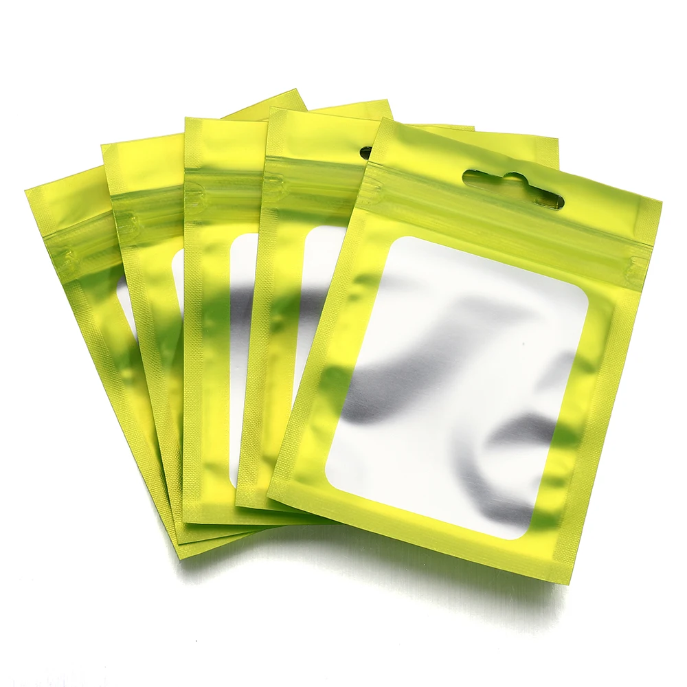 50pcs Colorful Mylar Bags Resealable Ziplock Holographic Bags with Clear Window for Jewelry Display Packaging Self Sealing Pouch