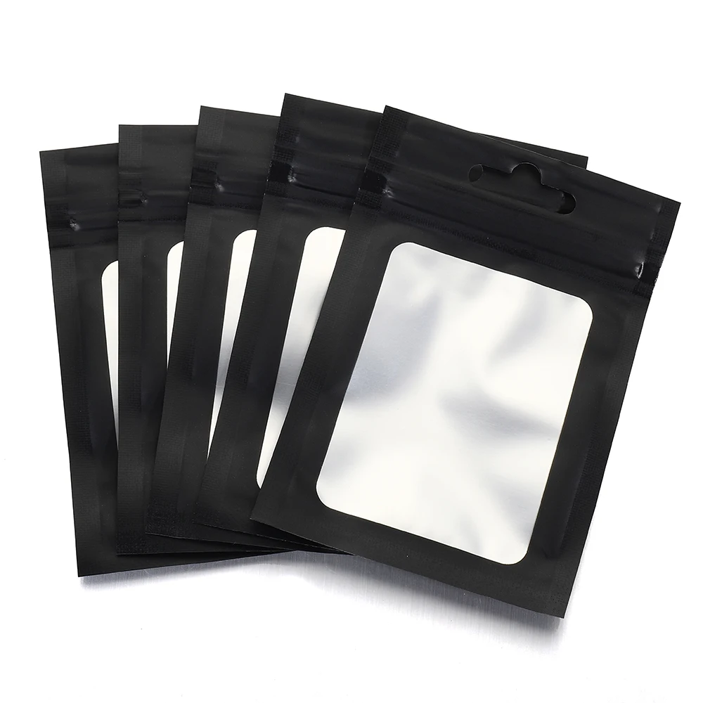 50pcs Colorful Mylar Bags Resealable Ziplock Holographic Bags with Clear Window for Jewelry Display Packaging Self Sealing Pouch