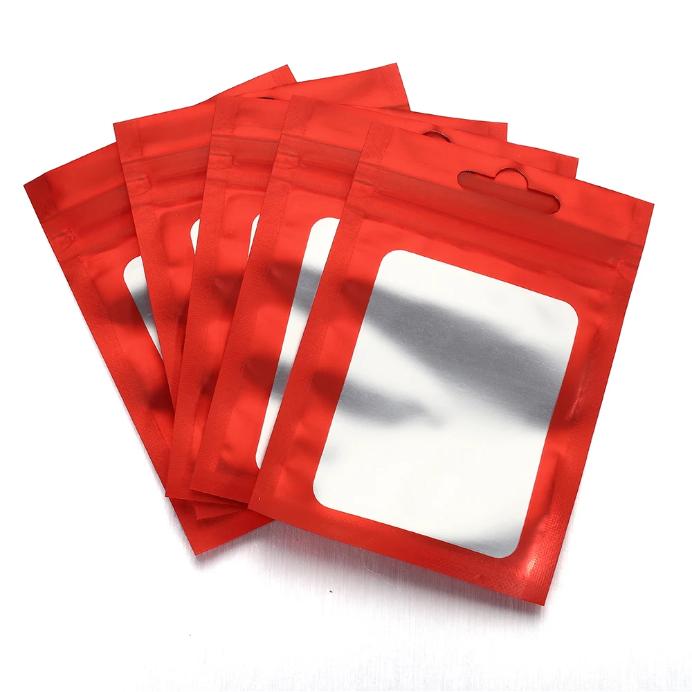 50pcs Colorful Mylar Bags Resealable Ziplock Holographic Bags with Clear Window for Jewelry Display Packaging Self Sealing Pouch